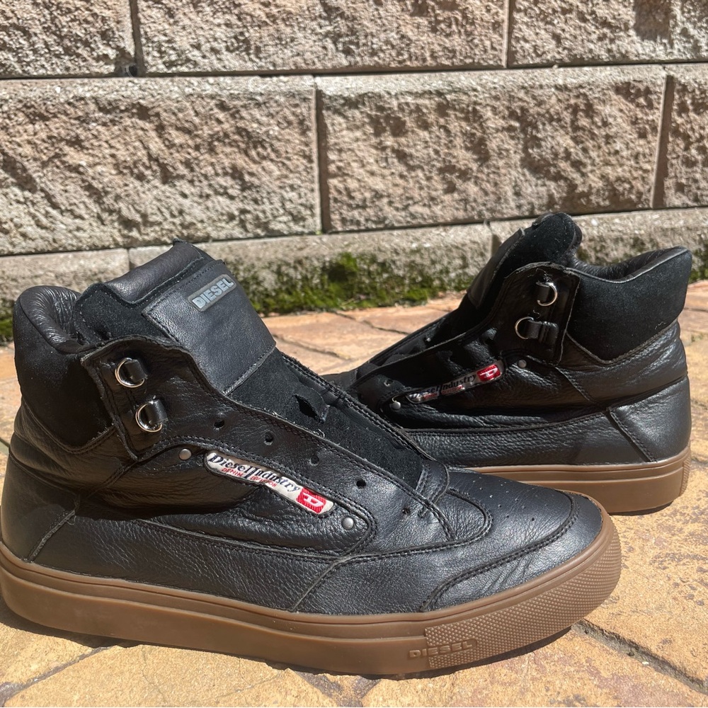 Diesel Claw King Black Leather Sneakers Men 9.5  Rare Out of Box NO LACES